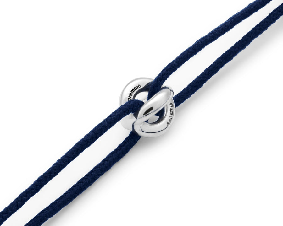 1g polished sterling silver navy entrelacs cord bracelet bracelet