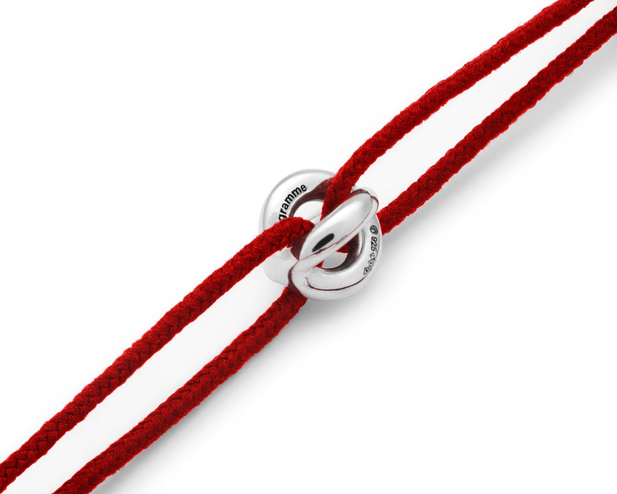 1g polished sterling silver red entrelacs cord bracelet bracelet