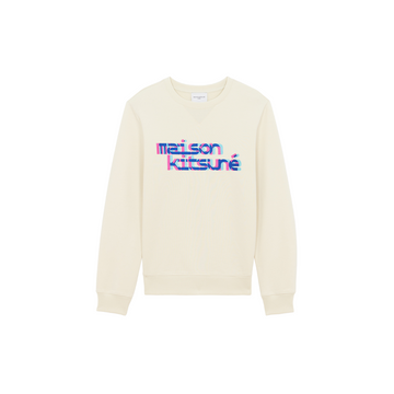 Neon Line Typo Embroidery Regular Sweatshirt Ecru (men)