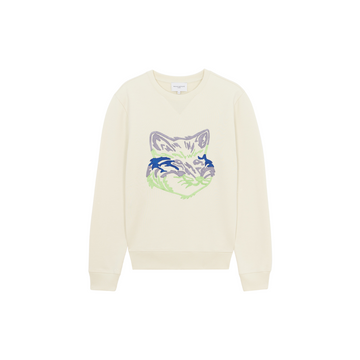 Big Fox Embroidery Regular Sweatshirt Ecru (Men)
