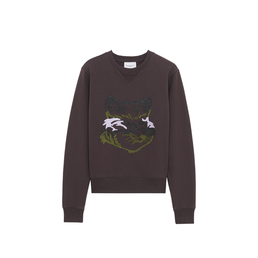 Big Fox Embroidery Regular Sweatshirt Chocolate (Women)