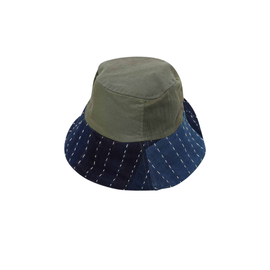 Army Green Bucket Hat and Sashiko Blue
