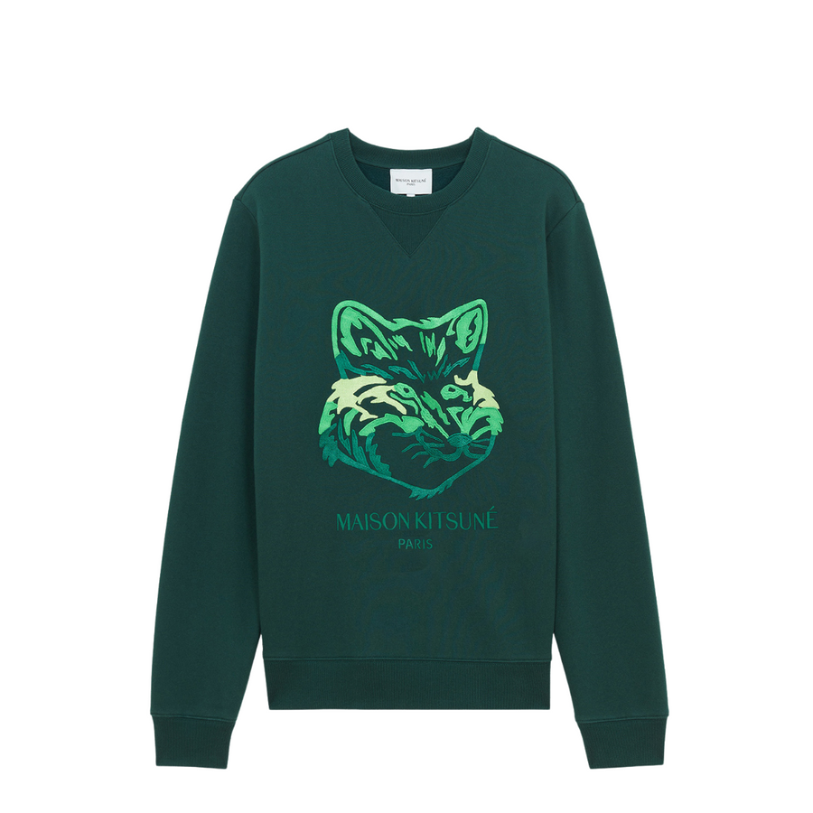 Big Fox Embroidery Regular Sweatshirt Dark Green (Men)