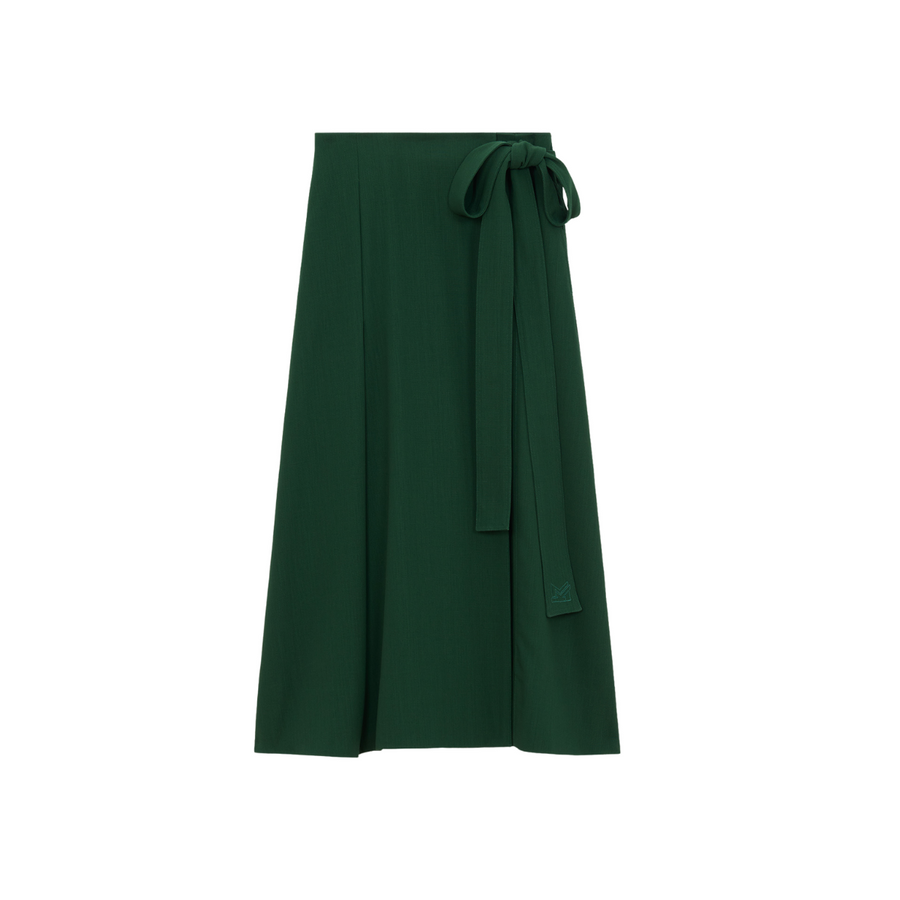 Wrap Belted Skirt Dark Green