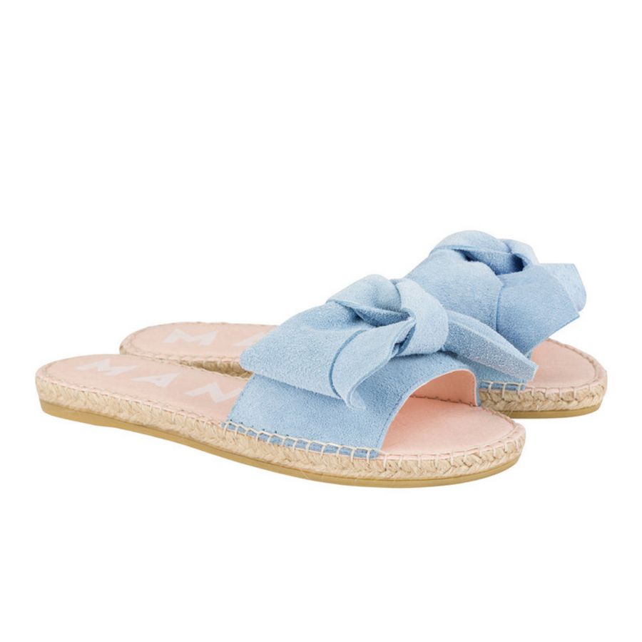 Sandals With Bow Hamptons Placid Blue Suede