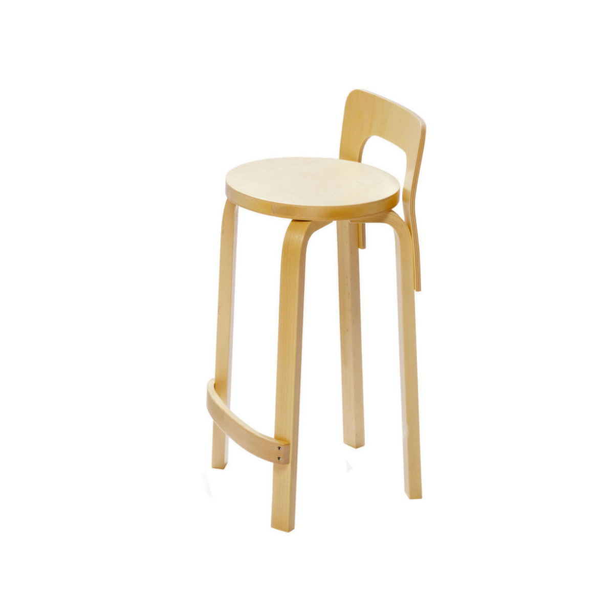 High Chair K65 Unassembled, Legs & Backrest Lacquered Natural Birch, Seat Birch Veneer