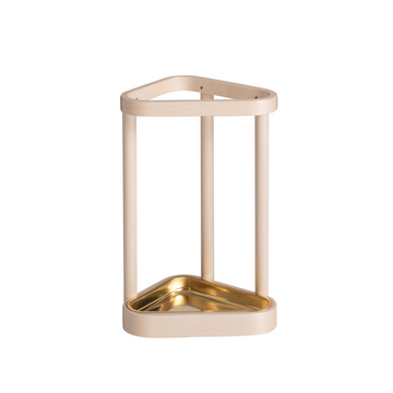 Umbrella Stand 115 Birch Lacquered Natural/Brass Tray