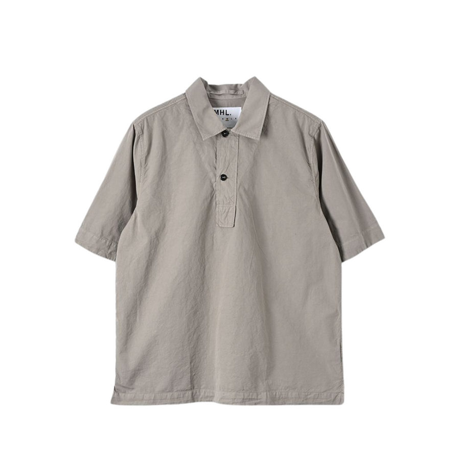 Faced Polo Shirt Compact Cotton Poplin Pebble (men)
