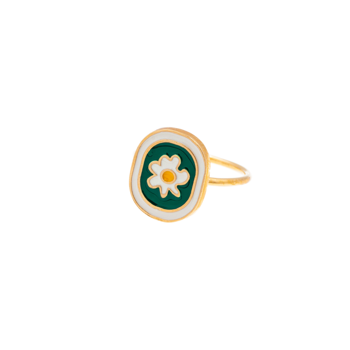 Chamomile Flower Gold Plated Brass Ring