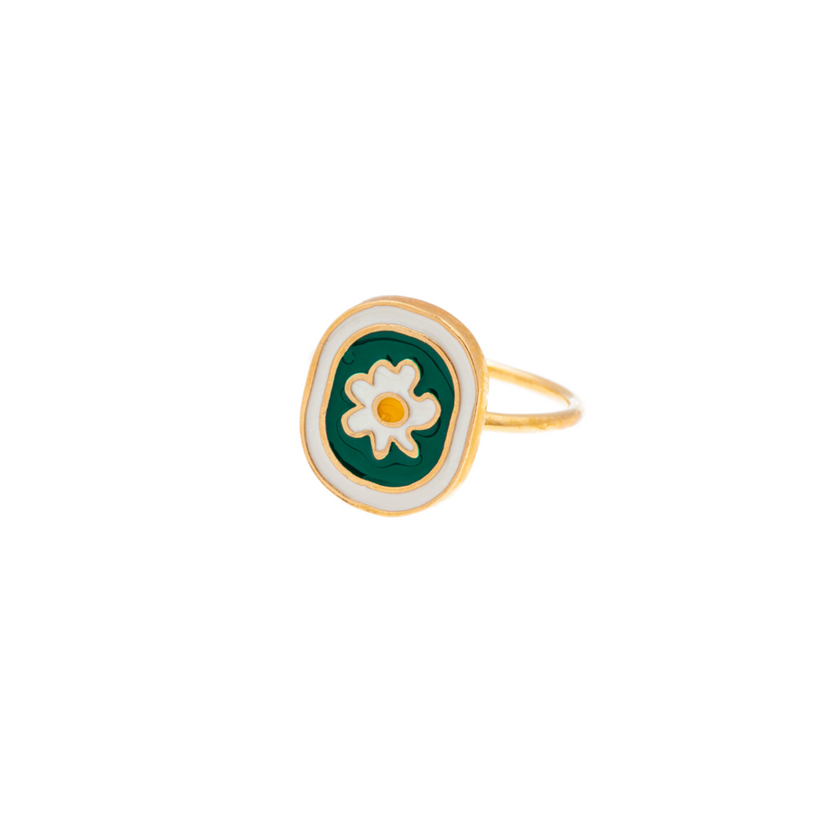 Chamomile Flower Gold Plated Brass Ring