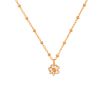 Little White Chamomile Flower Gold Plated Silver 925 Pendant