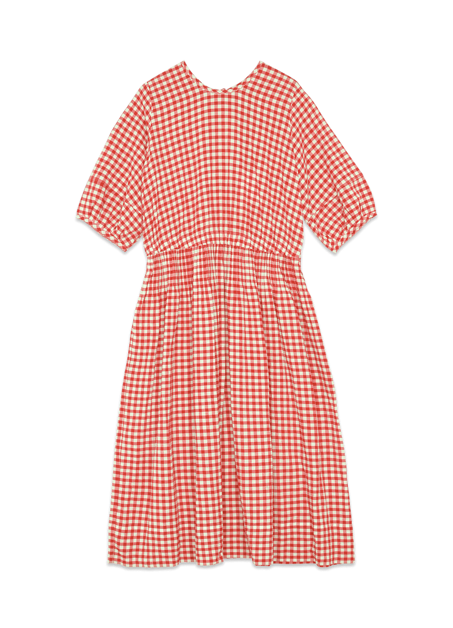 Garden Dress Ecru-Red