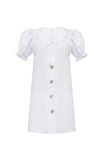 Marie Linen Dress In White