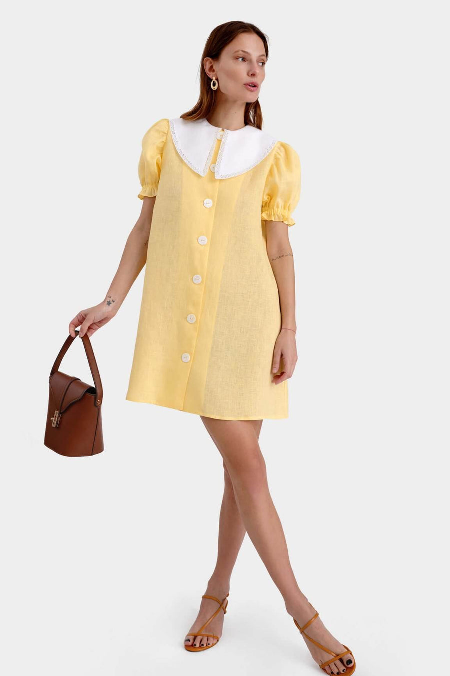 Marie Linen Dress In Lemon