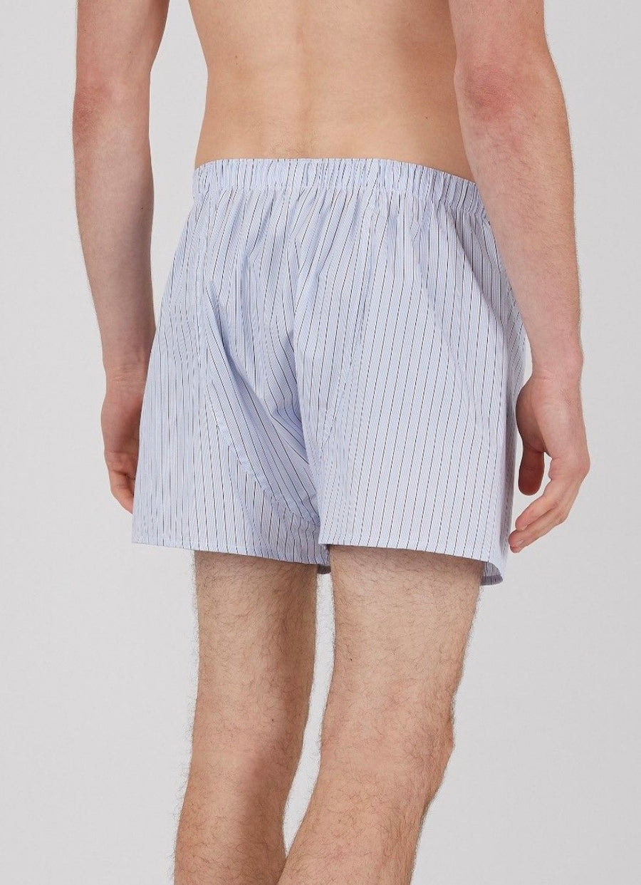 Woven Boxer Short Tipped Stripe Wht/Washed Denim/Nvy