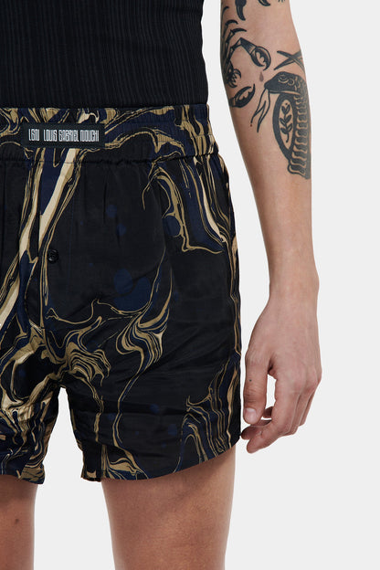 Pyjama Shorts Dark Navy Marbling