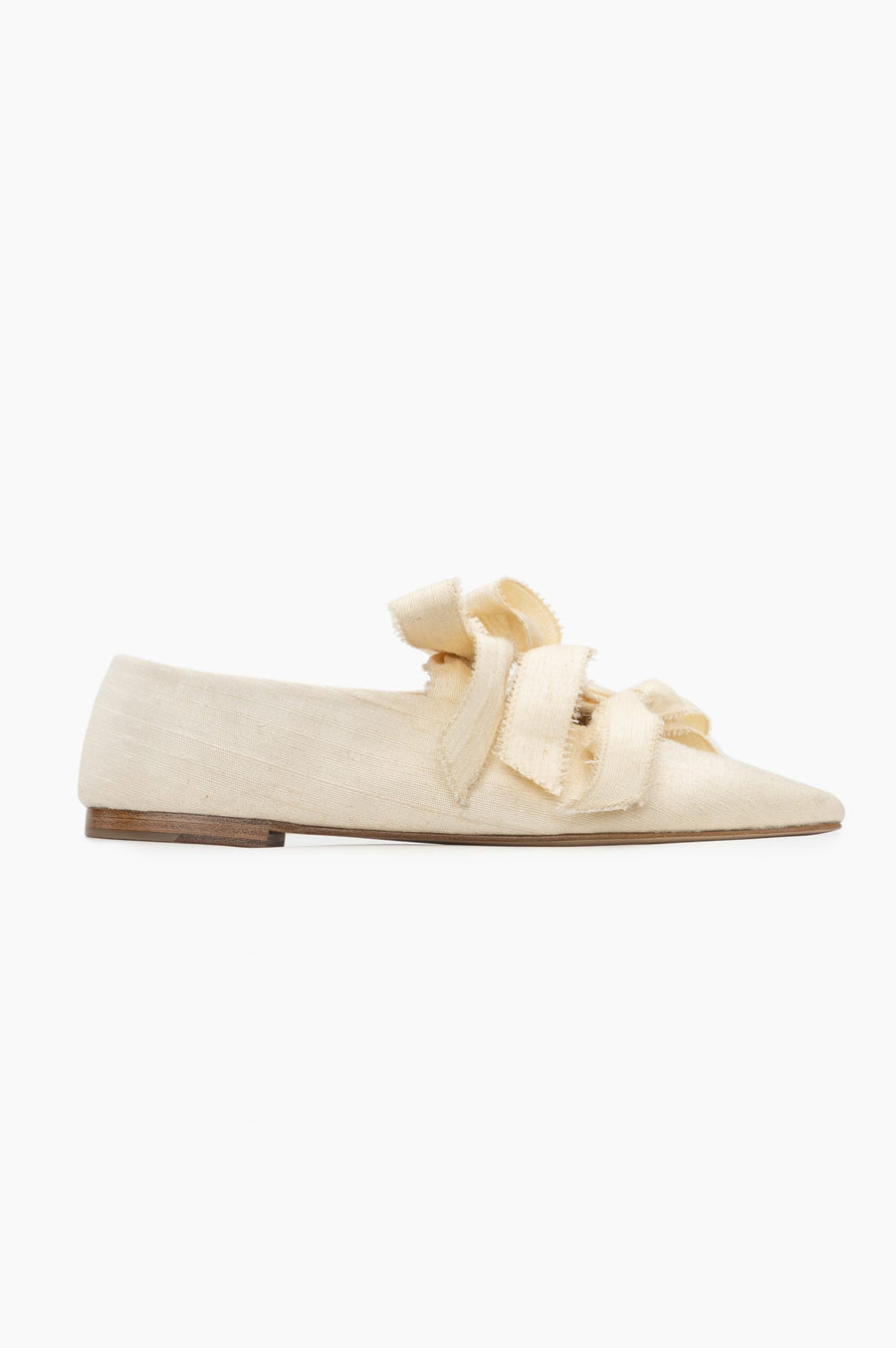 Mille-Feuille Silk Flats In White