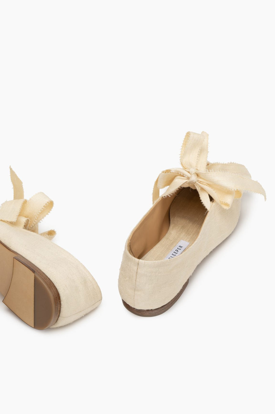 Mille-Feuille Silk Flats In White