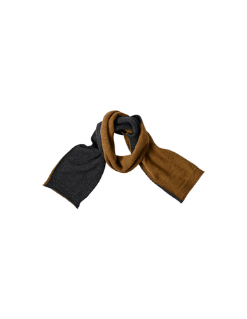 Two Colour Scarf Soft Shetland Wool Charcoal / Ochre OS
