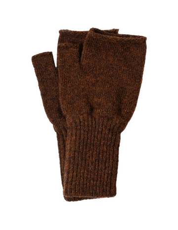 Felted Fingerless Glove Shetland Wool / Ejx Tobacco OS