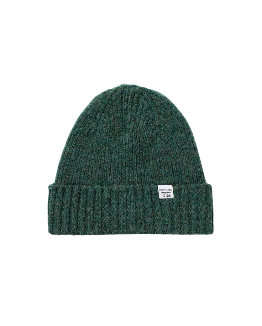 Brushed Lambswool Beanie Linden Green