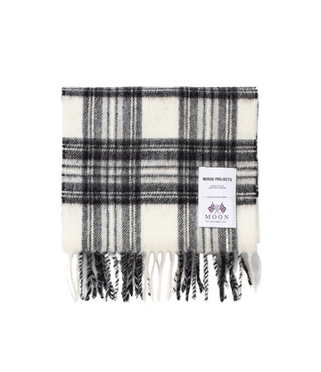 Moon Checked Lambswool Scarf Magnet Grey