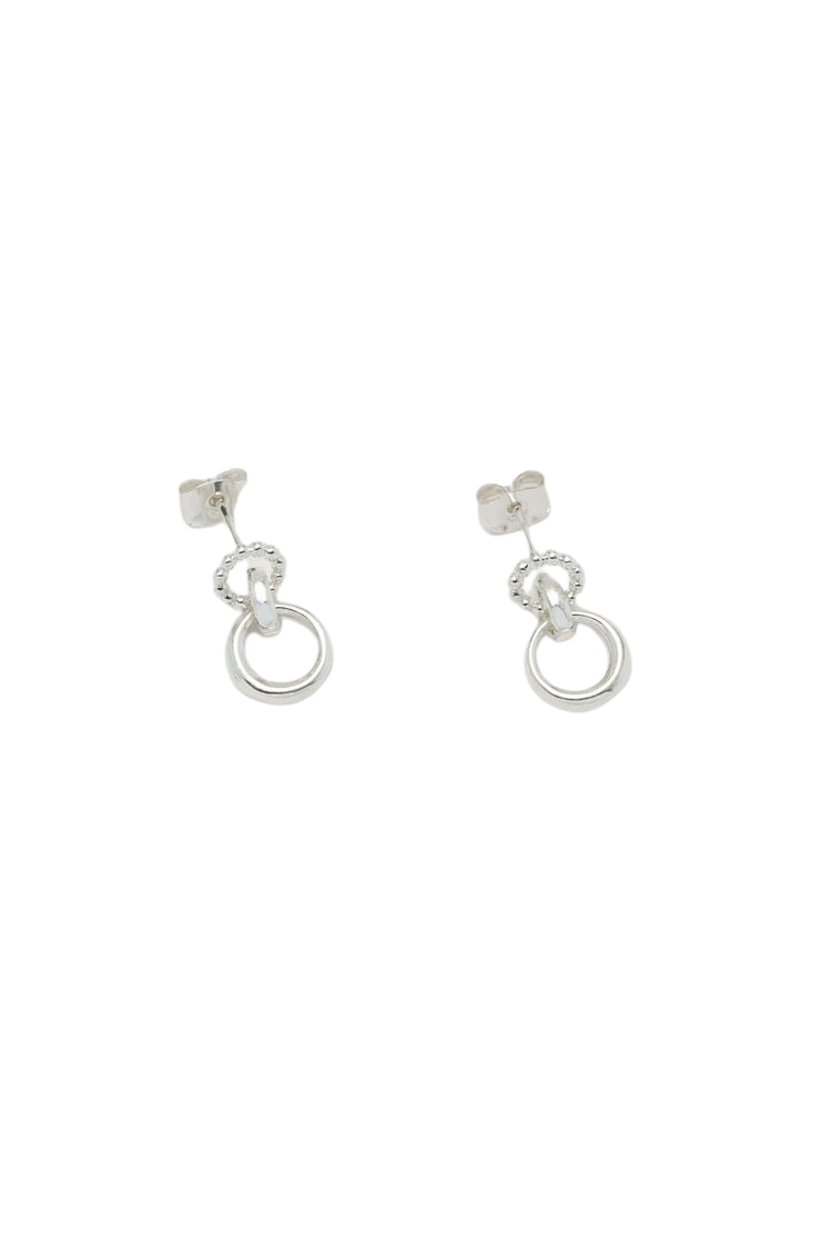 Textured Loop Drop Earrings - Silver