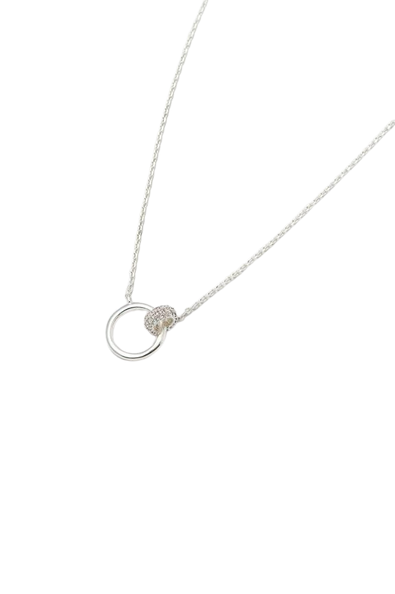 Chubby Interlinked Rings CZ Necklace SP