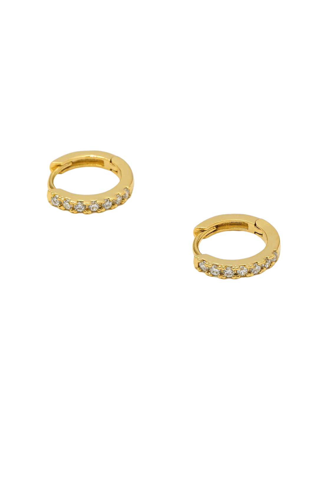 Pave Set Hoop Earrings Gold Plated