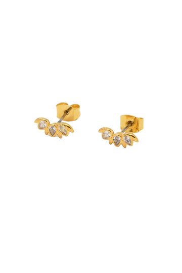 Petal CZ Crawler Earrings - Yellow Gold