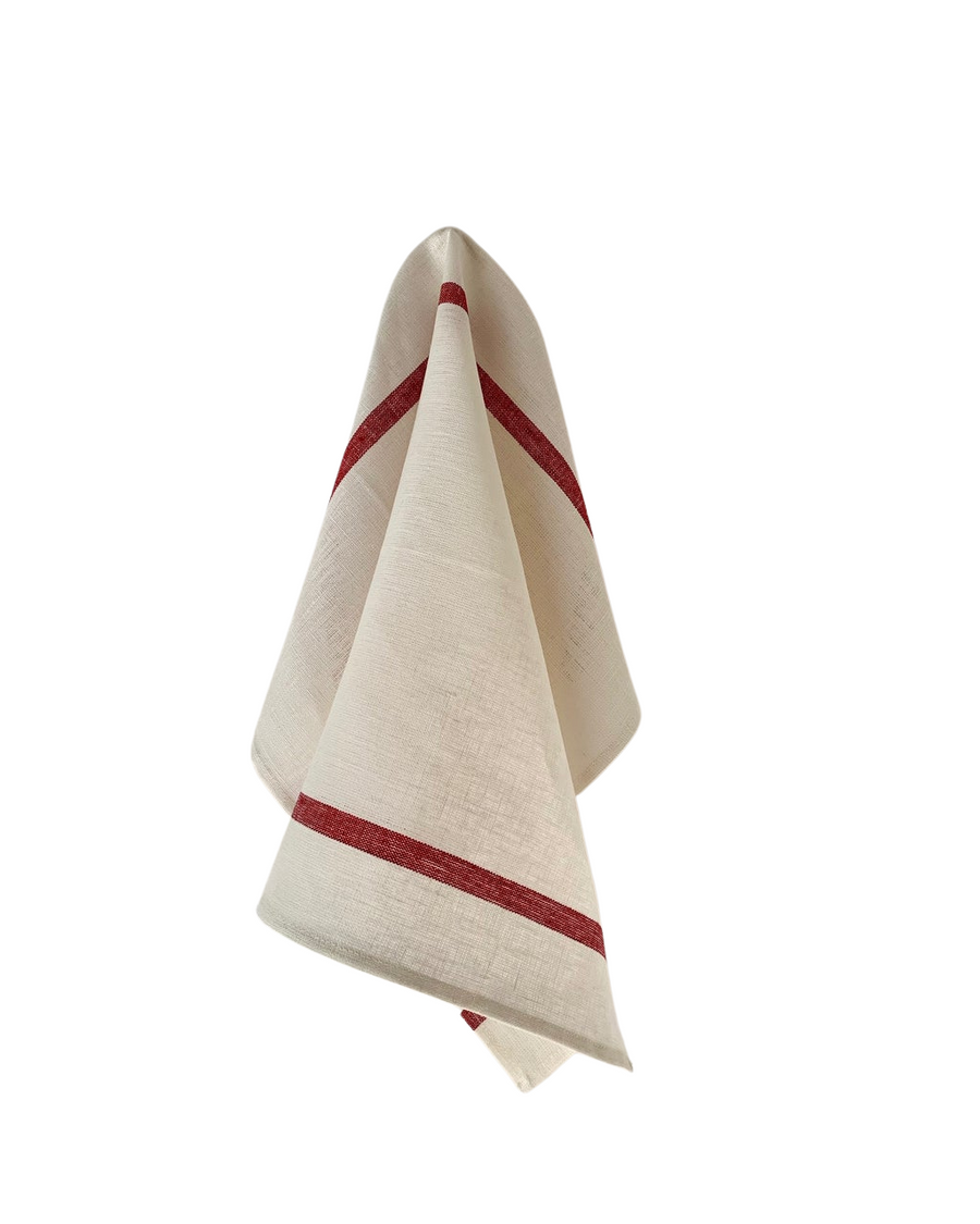 Linen Lined Kitchen Cloth W/Red