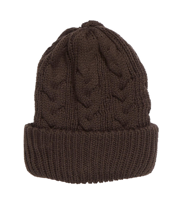 Cable Knit Beanie Brown OS