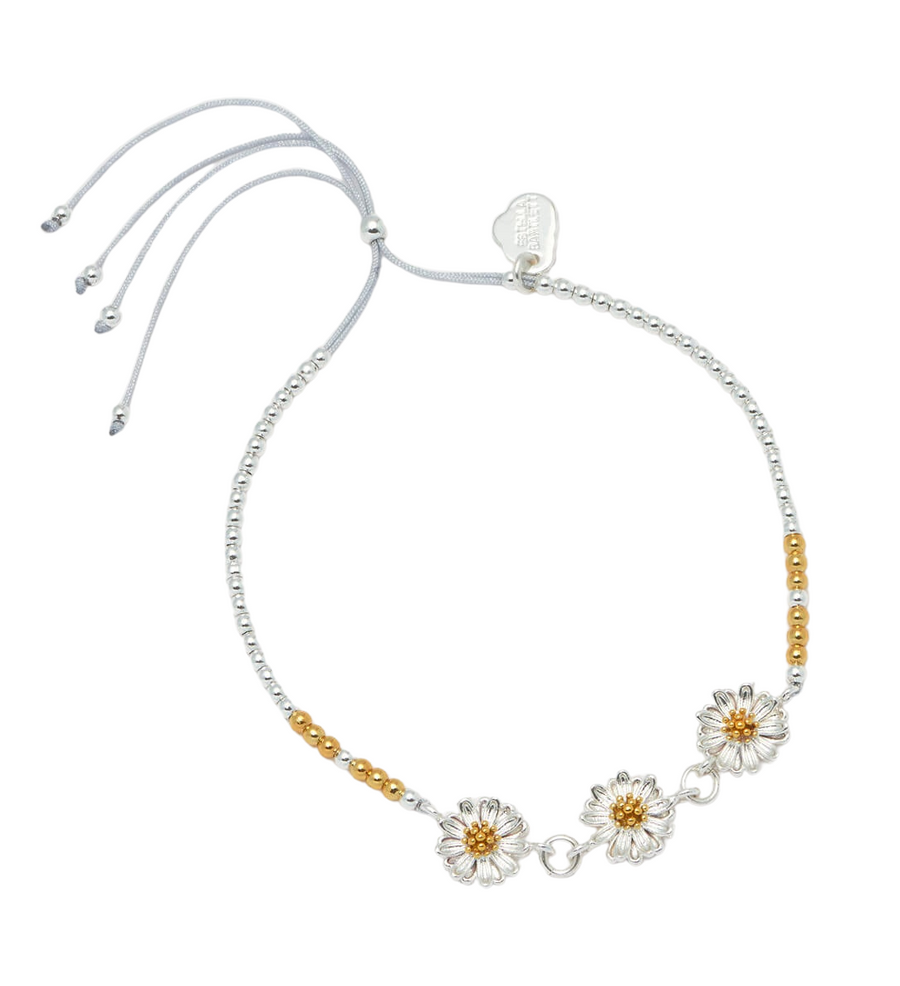 Wildflower Daisy Chain Louise Bracelet - Silver & Yellow Gold