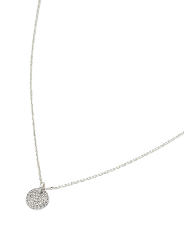 Pave Disc Necklace - Silver