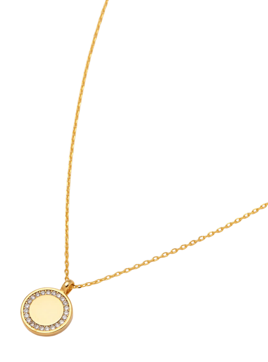 Coin Disc Necklace with CZ Halo GP