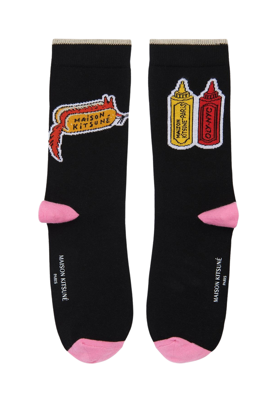 Oly Hot Dog Fox Socks Black