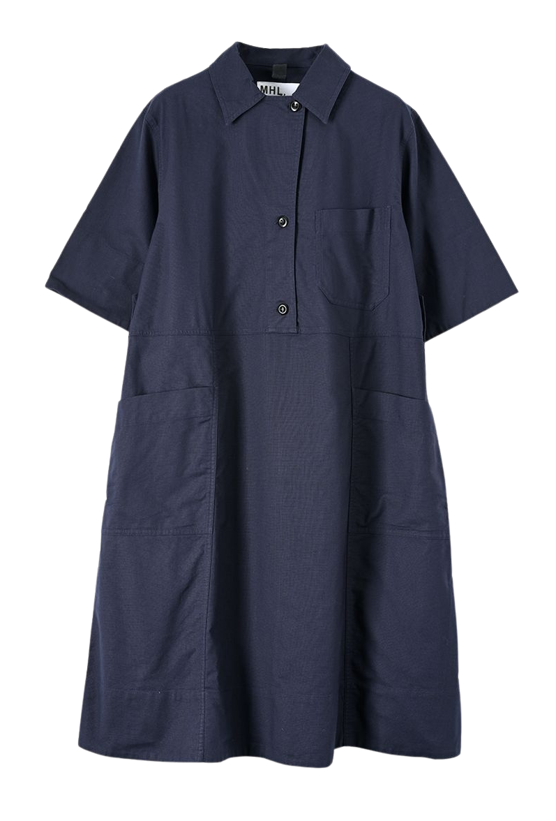 Pull On Flare Shirt Dress Textured Cotton / Kgz Ink
