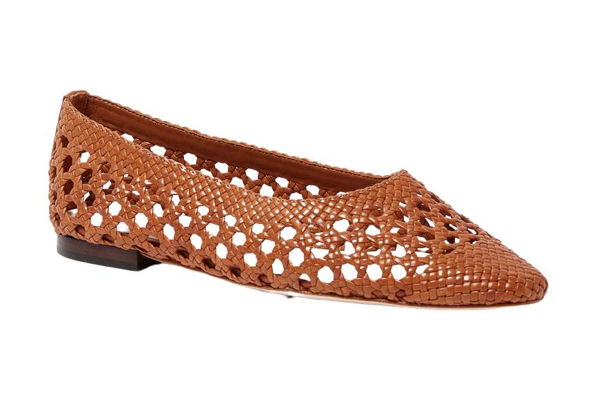 transfer to tco- Landry Woven Leather Ballet Flat Timber Brown