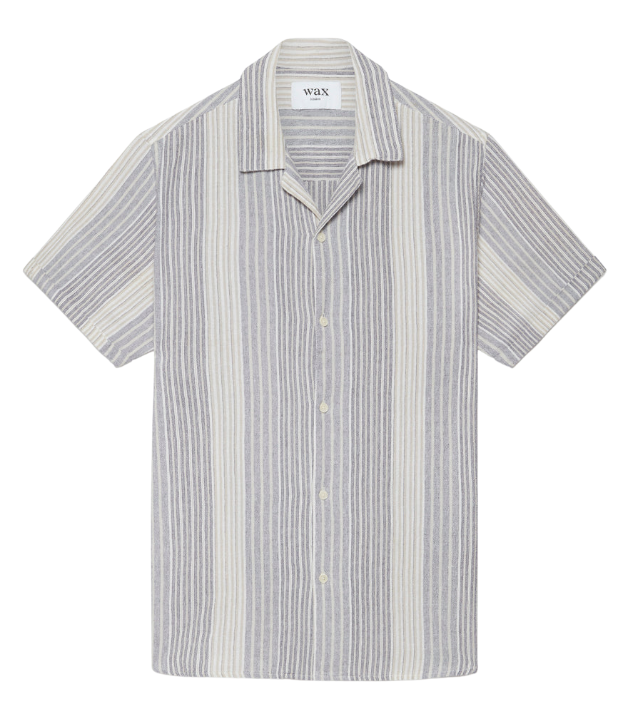 Didcot Shirt Crinkle Stripe Ctn Navy / Ecru