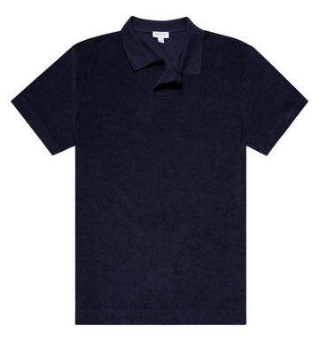Towelling Polo Shirt Navy