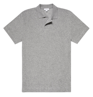 Towelling Polo Shirt Grey Melange