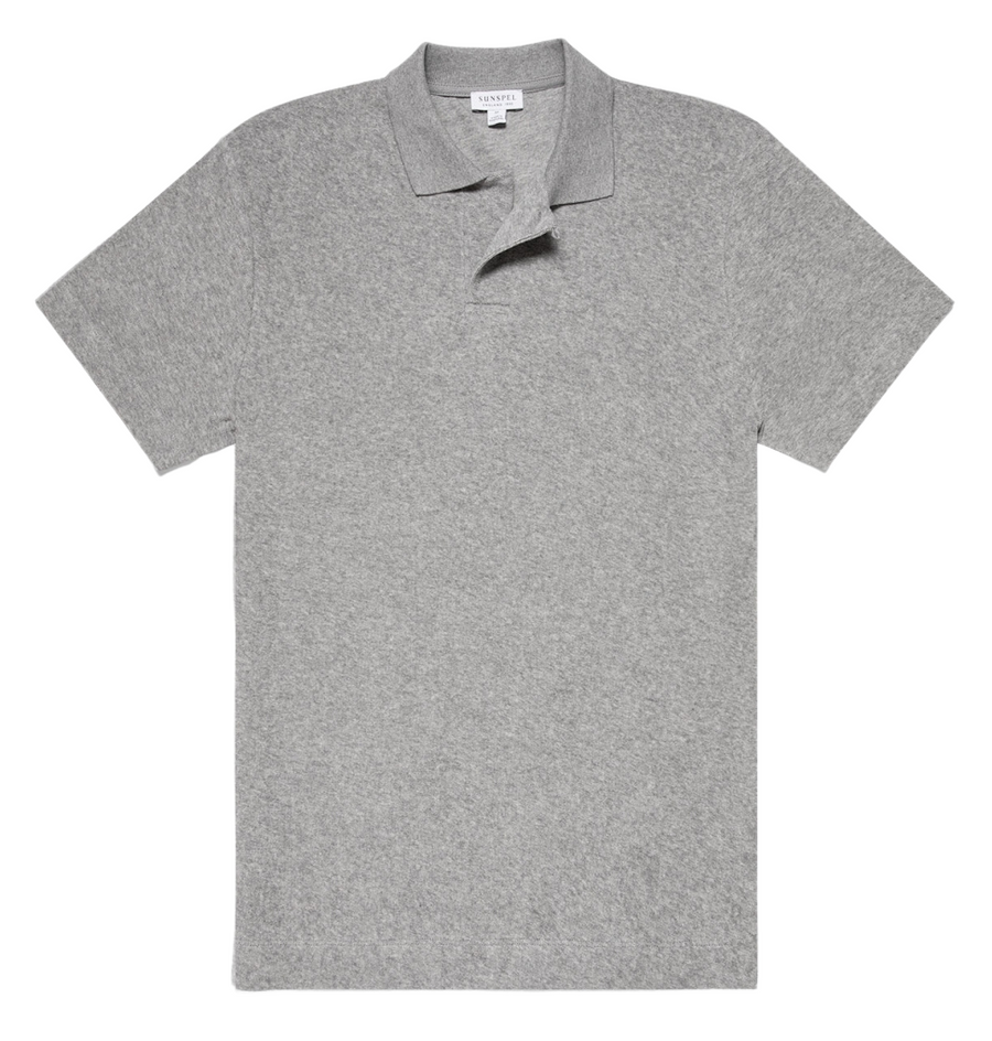 Towelling Polo Shirt Grey Melange