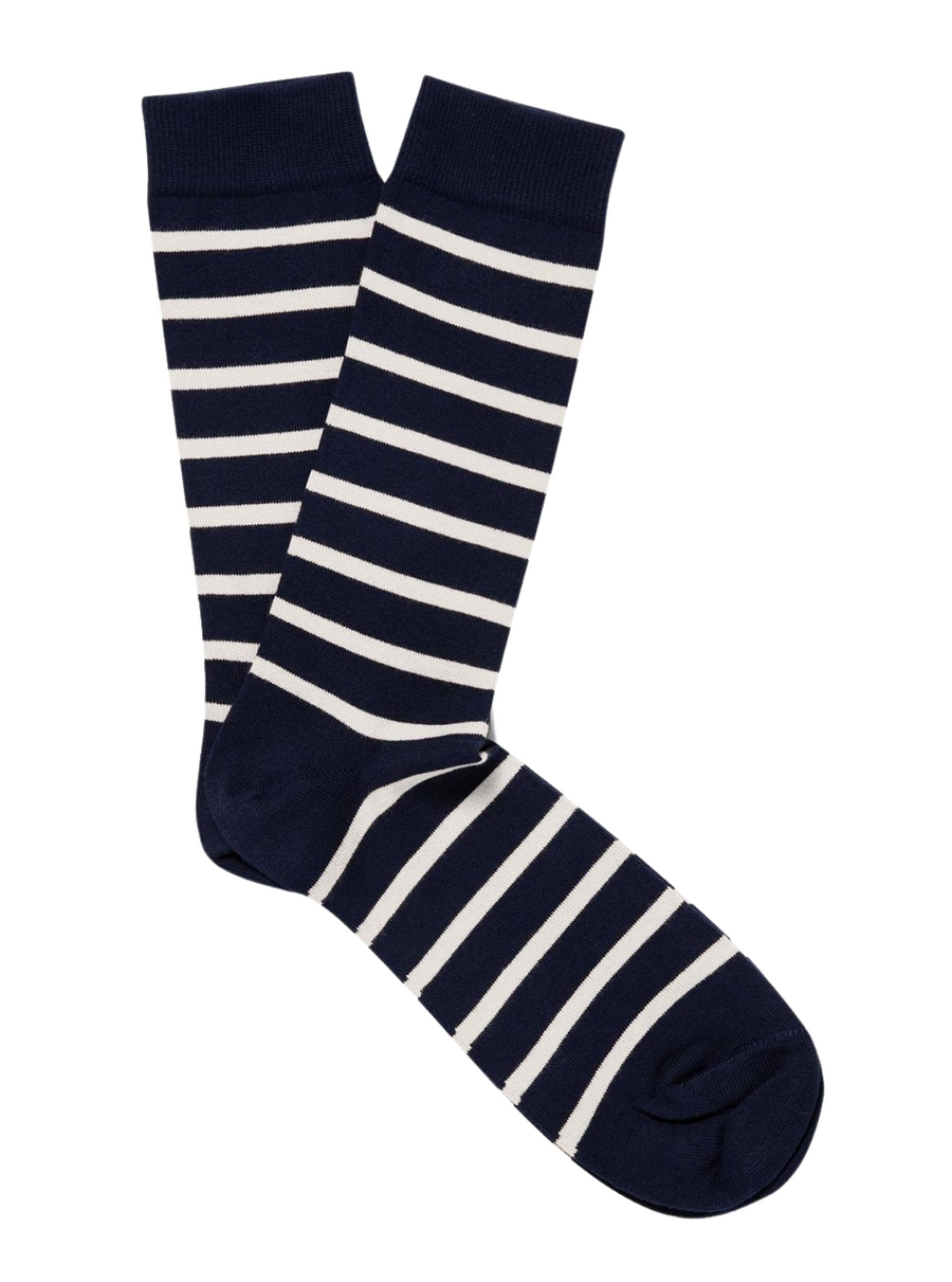 Stripe Cotton Sock Navy/Archive White