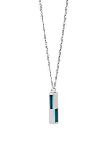Cube Pendant Turquoise, 925 Sterling Silver 22 Inches