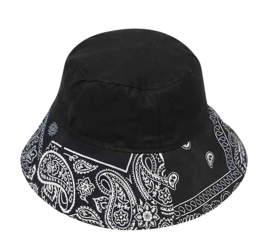 Bucket Hat In Black Denim Black US Bandana