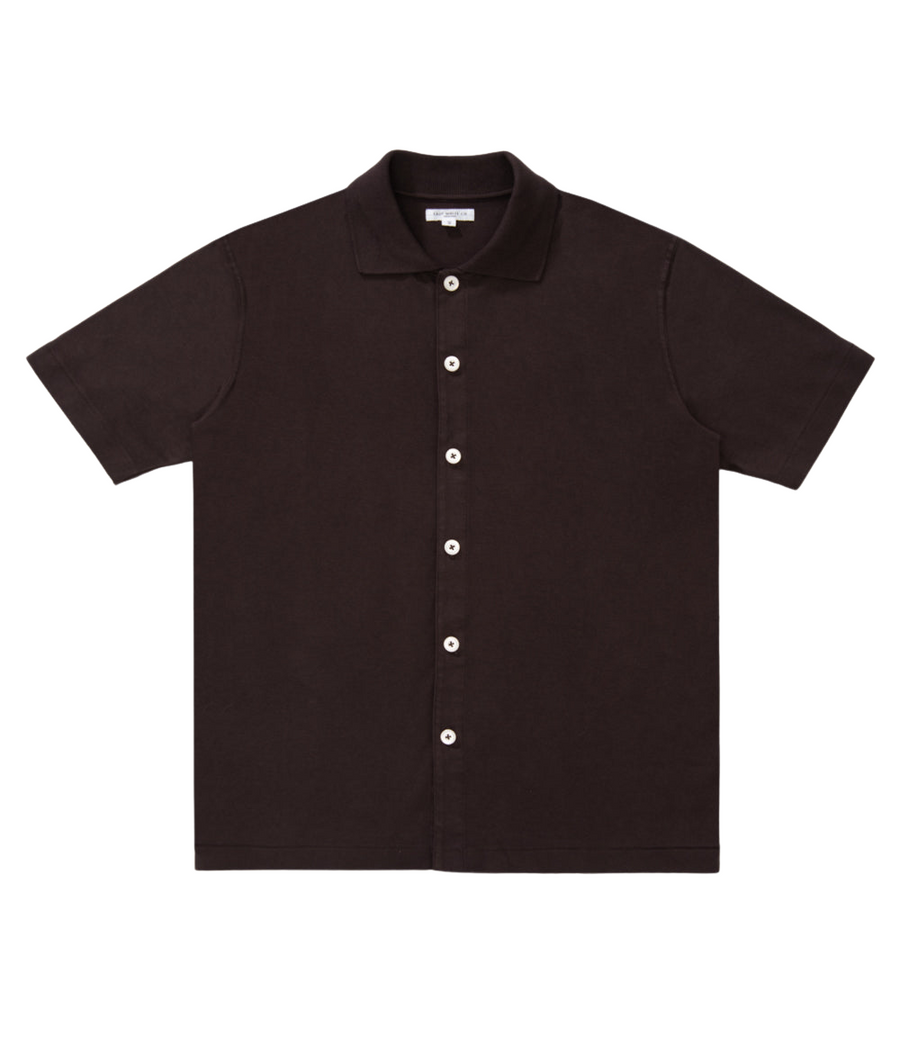 S/S Placket Polo Deep Brown
