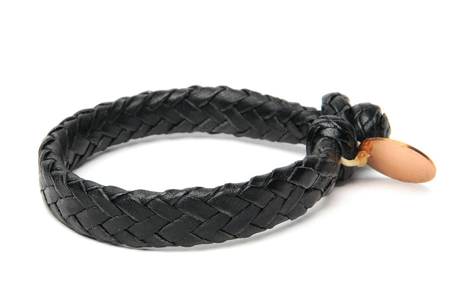 Wide Flat Weaved Bracelet Black