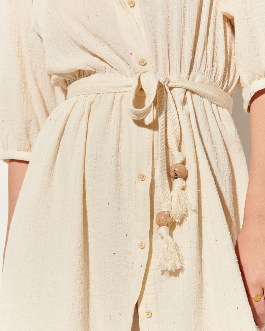 Priska Buttoned mid-length dress Fleur de Sel