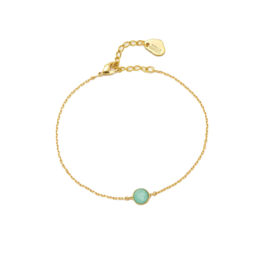 Mini Gemstone Chain Bracelet Aqua Chalcedony GP