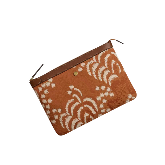 M/S Pouch Palm Jacquard/Cuoio